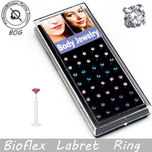 BOG-Lote de 40 piezas, 16g, BioFlex Push-in Juego de puntas de acero quirúrgico, anillo para labio, Labret, Monroe 2024 - compra barato