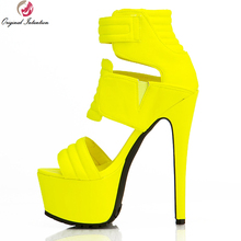 Sandalias de tacón fino con gancho para mujer, zapatos sexys con punta abierta, a la moda, color amarillo, de talla grande 4-15 2024 - compra barato