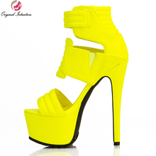 Original Intention New Lively Women Sandals Sexy Hook Loop Open Toe Thin Heels Sandals Fashion Yellow Shoes Woman Plus Size 4-15 2024 - buy cheap