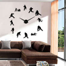 Reloj de pared de béisbol sin marco, bricolaje, reloj gigante de pared grande, 3D, efecto espejo, Arte de la pared Decoración de Softball para sala de estar 2024 - compra barato