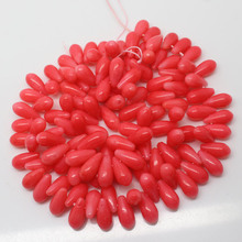 Mini. order is $7! 5x9mm Pink Coral Raindrop teardrop Side hole Spacer DIY Loose Beads 15" 2024 - buy cheap