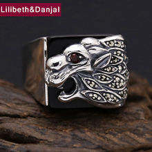 2021 New Thailand Vintage Punk Rock Ring 100% Real 925 Sterling Thai Silver Men Domineering Lion Gift Fashion Fine Jewelry FR18 2024 - buy cheap