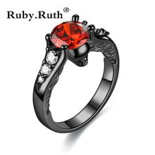 Skull Punk Black Ring Red crystal Women's Ring Wedding Jewelry Dropshipping 2024 - buy cheap