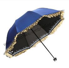 Летний складной мини-зонт, 6 шт./лот, 5 слоев, с черным покрытием, защита от УФ излучения, Женский Карманный кружевной, фиолетовый, синий 2024 - купить недорого