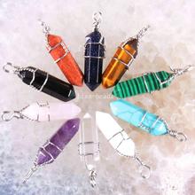 Free Shipping 40x8MM Natural Purple Crystal Onyx Malachite Howlite Crystal Opal Lapis Lazuli Pendant 1Pcs For Dying Necklace 2024 - buy cheap