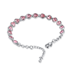 Женский браслет-цепочка с сердечками, украшенный кристаллами Swarovski, серебряный цвет, свадебные подарки, 2019 2024 - купить недорого