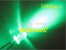 Светодиодный Ультра-яркий зеленый фонарь, 5000 шт., 5 мм, 5 мм, зеленый, для 5 мм, прозрачный, Круглый, светодиодный 2024 - купить недорого