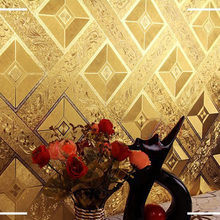 Papel tapiz De aluminio dorado De lujo clásico 3D estereoscópico, barra De celosía cuadrada dorada para techo, Papel tapiz KTV, rollo De Papel De pared 2024 - compra barato