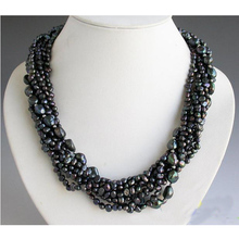 Nueva joyería de perlas reales, 8 filas 20 pulgadas 4-13mm negro barroco de agua dulce cultivado collar de perlas, Envío Gratis 2024 - compra barato