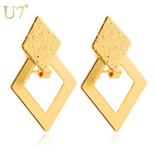 U7 Geometric Dangle Rhombus Earrings Gold/Silver Color Fashion Jewelry Trendy Drop Earrings For Women Gift E403 2024 - buy cheap