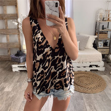 Summer Sexy Deep V Neck Halter Tops Women Print Leopard Sleeveless Shirt Backless Vest Bodycon Shirt Women Nightclub Tank Tops 2024 - buy cheap