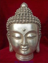 Estatueta de busto para decoração de jardim, 14*9 cm de cobre branco, buda shakyamuni, cabeça de buda, 100% real tibetana prata e latão 2024 - compre barato
