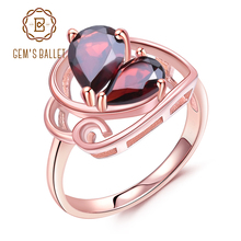 GEM'S BALLET 2.21Ct Natural Red Garnet 925 Sterling Silver Rose Gold Plated Gemstone Heart Rings for Women Wedding Fine Jewelry 2024 - buy cheap