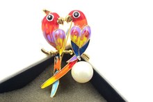 Moda grande jóias doces cor gota esmalte luxo broche feminino cristal de swarovskis papagaio personalidade homem broche feminino 2024 - compre barato