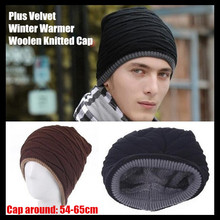 10pcs!Men&Women Unisex Beanie Top Quality Plus Velvet Winter Warmer Hip-hop Slouch Woolen Knitted Cap Snap Slouch Bonnet Hat 2024 - buy cheap