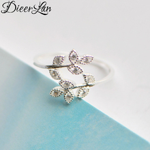 DIEERLAN Bijoux модные богемные кубические циркониевые кольца в форме листа винтажные свадебные украшения из стерлингового серебра 925 пробы кольца для женщин дам 2024 - купить недорого