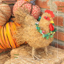 H8" Rustic Farmer Hen Handcraft Table Decor Home Decorations Straw Chicken Room Decoration Easter Harvest Festival Supplies 2024 - buy cheap