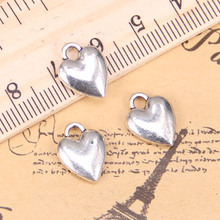 Encantos para fazer joias coração 14x10mm, pingentes antigos banhados a prata faça você mesmo, pulseira tibetana, colar de prata, 90 peças 2024 - compre barato