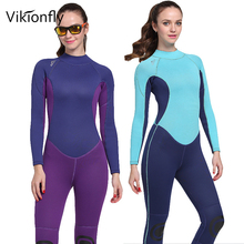 Vikionfly-traje de neopreno de 3MM para mujer, traje de buceo cálido, esnórquel, natación, manga larga, cuerpo completo, surf, azul 2024 - compra barato