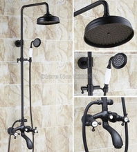 Chuveiro de bronze preto, para parede, conjunto com misturador de torneira whg112, equipamento para banheira, 8 polegadas 2024 - compre barato