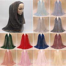 23Colors Muslim Women Long Scarf Hijab Shawl Wrap Glitter Headscarf Stole Scarves Islam Crinkle Turban Wrinkle Bandanas 200*75cm 2024 - buy cheap