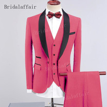 Bridalafair-Conjunto de esmoquin rosa para hombre, traje Formal de 3 piezas para novio, trajes de boda, chaqueta, pantalones y chaleco, nuevo diseño, 2018 2024 - compra barato