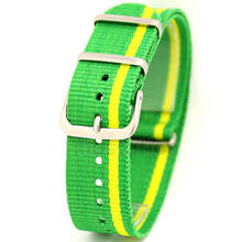Green Yellow 20mm Band Width Fabric Nylon Canvas Wrist Watch Band Strap Stainless Steel Buckle Sports Mens Womens 2024 - buy cheap