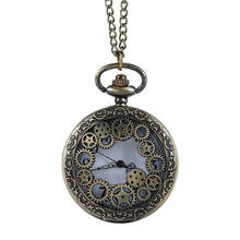 Unisex Bronze Steampunk Pocket Watch Hollow Quartz Watches Clock Pendant Necklace Sweater Chain for Men's Women Gift 2024 - buy cheap
