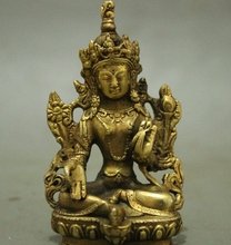 La gente tibetano bronce budismo loto Verde Tara Bodhisattva Kwan-Yin Buda estatua 2024 - compra barato