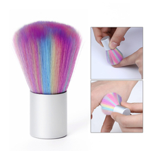 Rainbow Rosa Professional Nail Art Poeira Escova de Unhas Gel UV Art Poeira Limpa Escova Manicure Pedicure Ferramenta Alça De Metal Prego escovas 2024 - compre barato