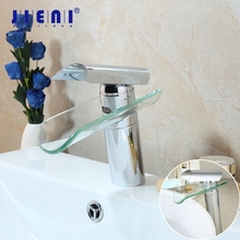 JIENI-grifo de latón macizo para baño, grifería moderna de cascada de vidrio cromado, montado en cubierta, mezclador de lavabo 2024 - compra barato