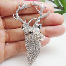 Fashion Animal Stag Deer Brooch Clear White Austrian Crystal Lovely Christmas gift 2024 - buy cheap