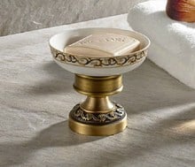 Bathroom Accessory Vintage Retro Antique Brass Carved Flower Pattern Base Deck Mounted Bathroom Ceramic Soap Dish Holder mba496 2024 - buy cheap