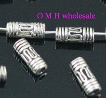 Omh frete grátis 50 peças miçangas espaçadoras de tubo de prata tibetano joias contas de metal 8x3mm zl135 2024 - compre barato