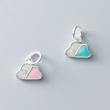 Pretty Blue/Pink Girls Cloud Dangle Charms 925 Sterling Silver Decoration Pendant Components DIY Bracelets Chains Jewelry Making 2024 - buy cheap