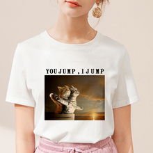 Camiseta con estampado de gato del Titanic para mujer, camiseta de Harajuku para mujer, camiseta de estética Hipster, camisetas finas 2019 2024 - compra barato