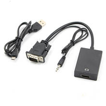 VGA Male To HDMI-compatible Output 1080P HD Audio TV AV HDTV Video Cable Converter Portable Black VGA to HDMI Converter Cable FS 2024 - buy cheap