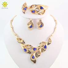 Fashion Gold Color Jewelry Sets Leaves Shape African Costume Necklace Set Women Bridal Accessories 2024 - buy cheap