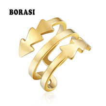 BORASI-anillos de acero inoxidable para mujer, joyería Vintage de Color dorado, anillos de boda para fiesta, 2019 2024 - compra barato