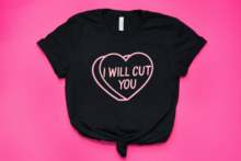Женская футболка с розовым принтом I Will Cut You, повседневная хлопковая хипстерская забавная футболка для девушек Yong, топ, футболка, Прямая поставка, ZY-148 2024 - купить недорого