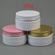 100g x 50 empty white PET cream jar with white / pink / gold aluminum screw cap , 100cc solid perfumes refillable container 2024 - buy cheap
