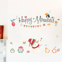 Счастливые моменты, Счастливого Рождества, снеговик, наклейки на стену, наклейки, украшение для окна вечерние НКИ, новый год, домашний декор 2024 - купить недорого