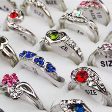 Factory Sale Wholesale 100PCS 2015 New Arrival Mix Style CZ Rhinestones Fashion Women Girls Silver P Rings Trendy Jewelry A-095 2024 - buy cheap