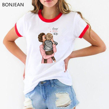Женская футболка в Корейском стиле, супер яркая женская одежда 2019, футболка с принтом mom life, Женская милая футболка в стиле Харадзюку 2024 - купить недорого