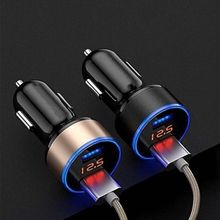 2018 New Universal USB Car Charger Dual USB Port Adapter Charger LED Display Voltmeter Current for Tablet Mobile Phone 2024 - buy cheap