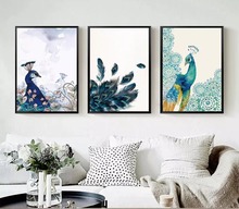 Yoryork pôsteres nórdicos e tela de impressão arte imagens de arte pintura pássaro pavão arte para casa imagem de parede yy093 2024 - compre barato