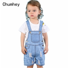 Chumhand-macacão curto infantil, 1-4t, verão, meninos, meninas, jeans fino, roupas infantis, calções 2024 - compre barato