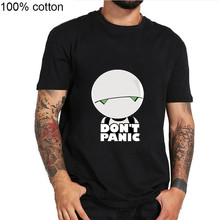2019 Don't Panic Tee T Shirts Men's Clothes T-SHIRT stranger things Marvin The Pessimist Robot Teenage Crewneck Male gift TShirt 2024 - buy cheap