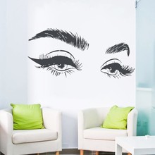 Bonito cílios olho adesivo de parede meninas olhos sobrancelhas decalques parede moderna decoração da sua casa salão arte decalque do vinil para o quarto n16 2024 - compre barato