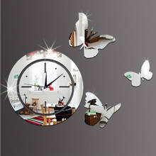 Modern Design Wall Clock Acrylic Mirror Round Clock Crystal Wall Clock Butterfly Home Decor Wall Clock Ssticker Watch 2024 - buy cheap
